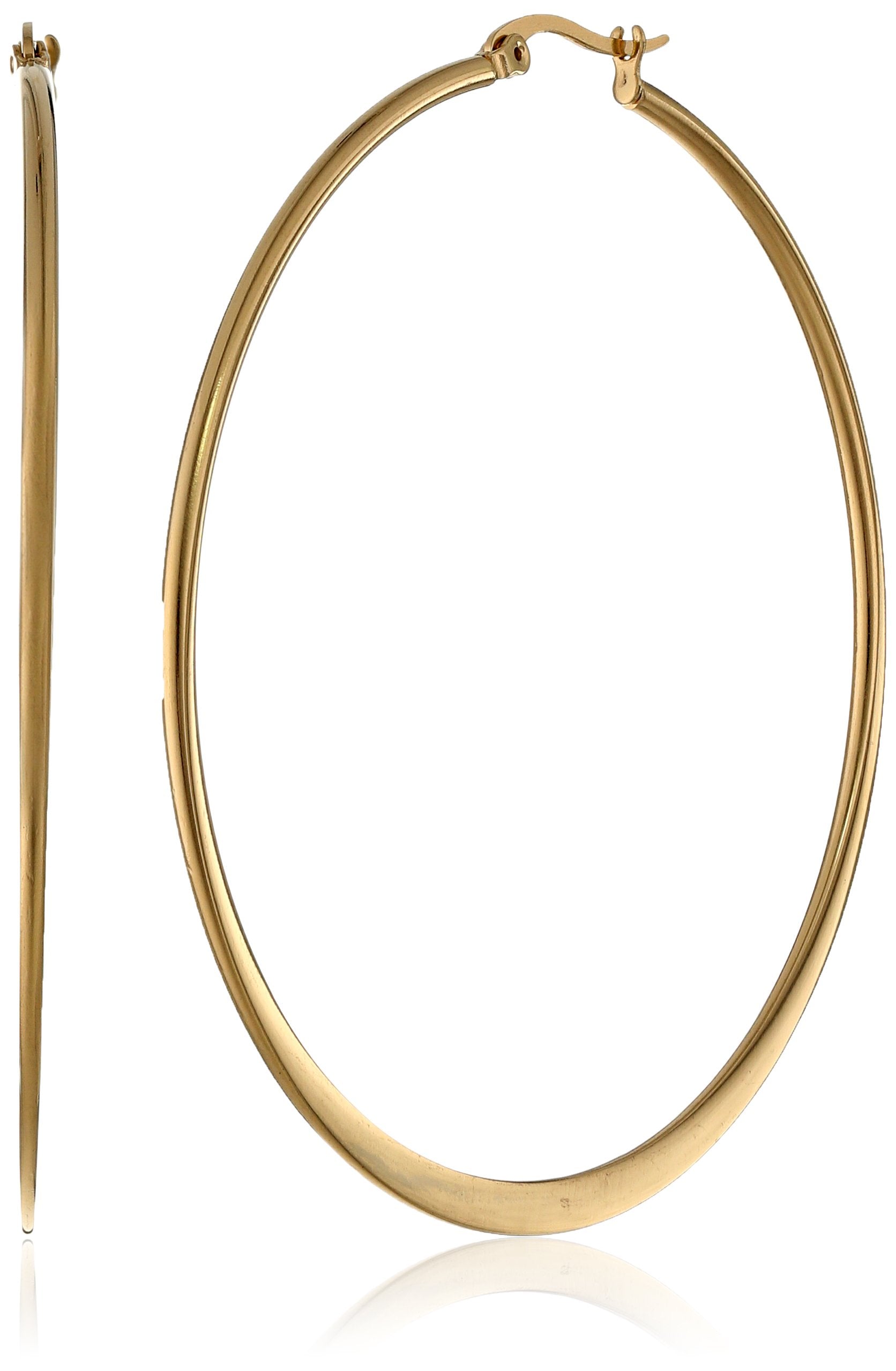 Amazon Essentials Gold Plated or Stainless Steel Flattened Hoop Earrings (previously Amazon Collection)